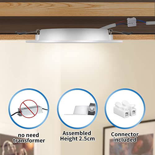 Eande Lot de 10 Spots LED Encastrable 5W IP44 98mm, Blanc Neutre 4000K Éclairage encastré Étanche 450lm, Spot LED Extra Plat 25mm, Spots de Plafond 230V pour Salle de Bain Salon Cuisine, Trou 75-85mm - Image 7