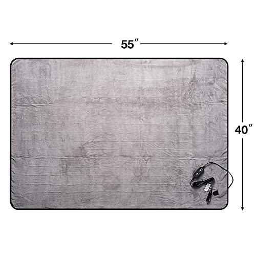 Image of Electric Car Heating Blanket Plush 3 Heat Settings, Auto Shutoff, Washable, 55 X 40, Plugs into Cars 12v and Trucks 24v Outlet, Great for Cold Weather, Tailgating, Emergency Kits, Gray