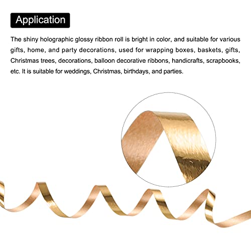 PATIKIL 2pcs Curling Ribbon Crimped Balloon String Shiny Metallic 5mm 10m Iridescent for Party Decoration Gift Wrapping Crafts Champagne Gold - Image 3