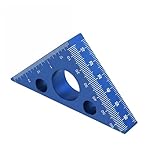 95mm Anodized Aluminum Alloy Right Angle Ruler, 45 90 Degree Frosted Precision Measuring Tool (Blue