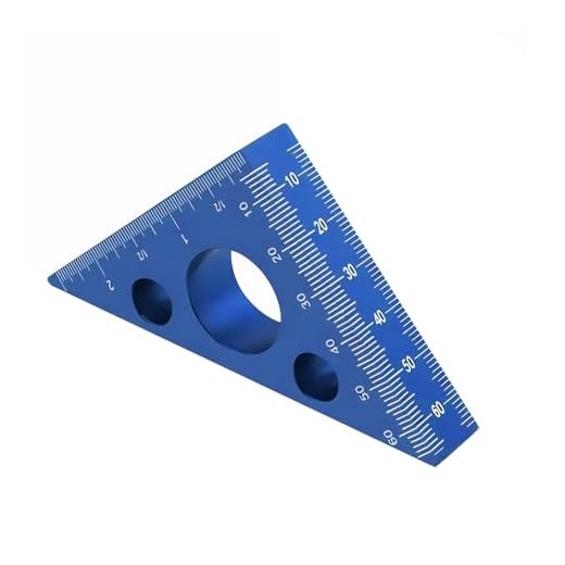 95mm Anodized Aluminum Alloy Right Angle Ruler, 45 90 Degree Frosted Precision Measuring Tool (Blue