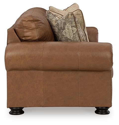 Signature Design by Ashley Carianna Classic Leather Match Sofa with Nailhead Trim, Dark Brown - Image 6