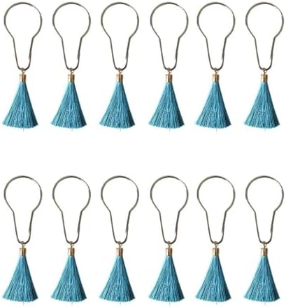 Decorative Shower Curtain Hooks, Tassel Shower Curtain Ring for Sliding Shower Curtain and Liner Home Bathroom 12 Pieces image 4