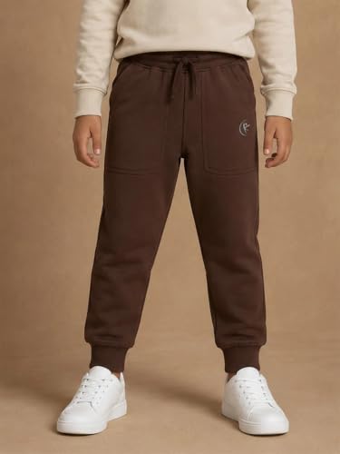 Image of KiddoPanti Boys Solid Fleece Track Pants | Cotton Poly Fleece Fabric | Ankle Length Bottom Rib | 2 Front Patch Pocket | Elastic Waist & Drawcord | Jogger Track Pants for Boys