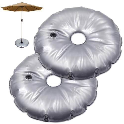 mizikuu 2 Stuck Gewichte für Sonnenschirmständer, 37cm Sandsack Beschwerung Befüllbar 3L Wasser Schirmständer Gewichtstasche Wasser Umbrella Base Weight Bag Für Schirme Balkon Strand Terrasse