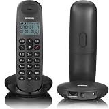 OISE ART STORE Trade Shop - Telefono Cordless Brondi Lotus Bianco Nero Retroilluminato con Sveglia Vivavoce