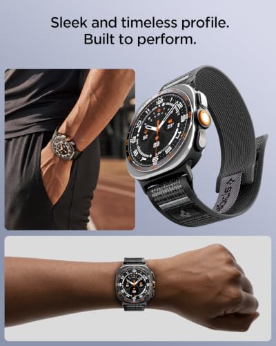Image of Spigen Athlex Air Strap for Samsung Watch Ultra1 /2, Active Black Gray | Flexible, Breathable, Secure Fit, Lightweight, Adjustable Strap, Nylon