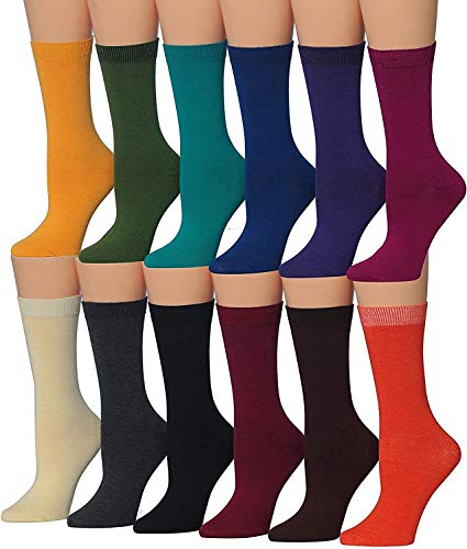 Image of Tipi Toe Women's Fun Patterned Dress Socks, 12-Pack Lightweight Colorful Crew Socks, Casual Novelty Assorted Designs