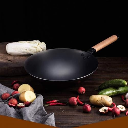 Wok artesanal con mango de acero inoxidable 36 cm miniatura 3