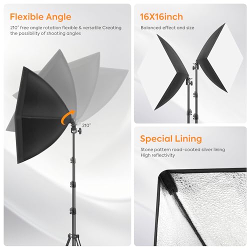 Kit de softbox de 85W regulable con 3 luces continuas LED y soporte para estudio 4
