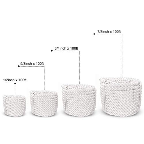 Corde à linge en nylon blanc de 30,5 m pour séchage extérieur