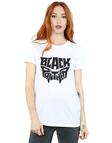 Image of Marvel Women's Black Panther Worded Emblem Boyfriend Fit T-Shirt White X-Large