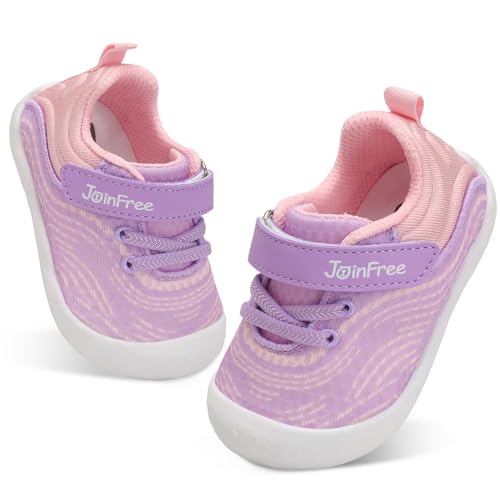 Joinfree Baby Shoes Boys Girls Breathable Infant Sneakers Non-Slip Rubber Sole Toddler Crib First Walker Shoes Tennis Running Pinkpurple 21-24 Months cover