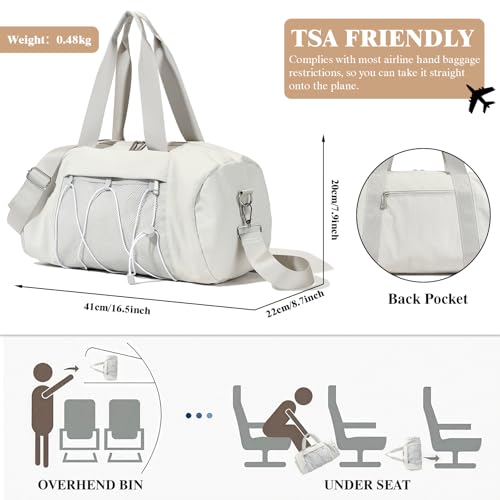 Small Gym Bag for Women, Travel Duffle Bag Carry On Weekender Bag with Shoe Compartment Overnight Gym Tote Personal Item Bag for Men4