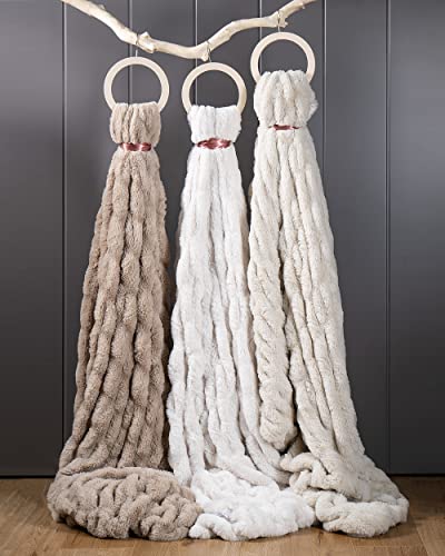 Luxury Concepts Lightweight Faux Rabbit Fur Throw Blanket, Ruched Elegant Wrinkle Resistant, Anti-Static And Washable For Couch Sofa Bed, 50" X 60" In, Beige #TOP5