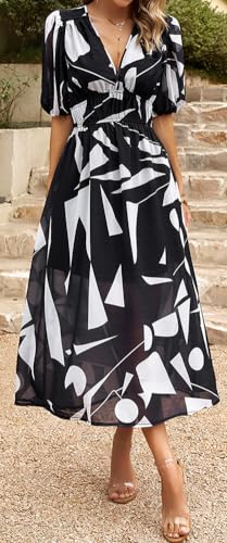 Image of Sister Amy Women's Boho Floral Print Square Neck Beach Party Flowy Ruffle Midi Dress