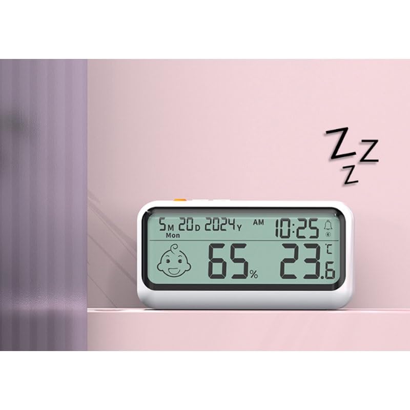 ABS Thermometer Hygrometer Date Alarm Reminder Indoor Household