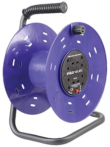 Pro Elec PEL00901 4-Gang Plastic E MPty Cable Reel Dru m 50 m