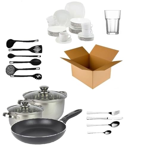 Starter set per la casa per 6 persone –cucina, posate, stoviglie