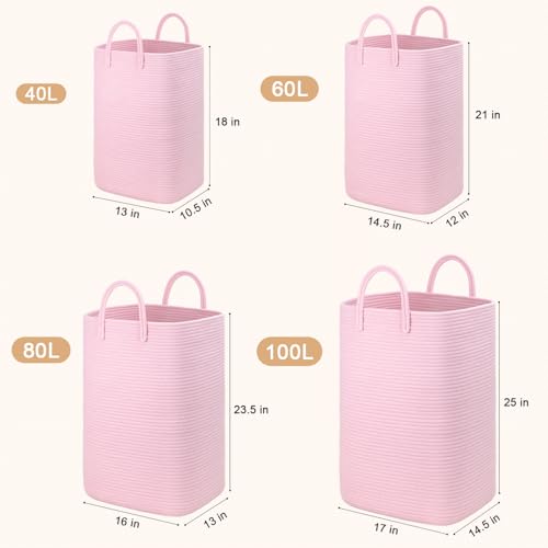 Image of Artfeel Laundry Basket,Woven Cotton Rope Laundry Hamper,60L Versatile Storage for Dirty Clothes,Baby Toys,and Blankets in Bathroom, Nursery,and Living Room