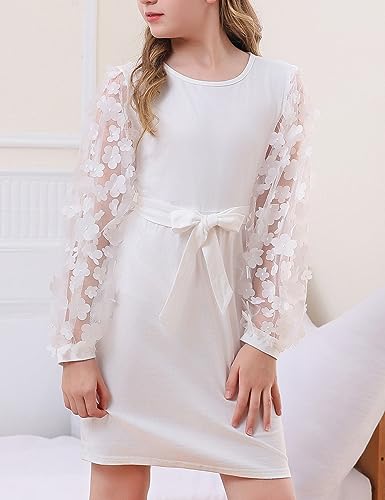 ALISISTER Girls Puff Dress Formal Mesh Sheer Long Sleeve Dresses 7-14 Years3