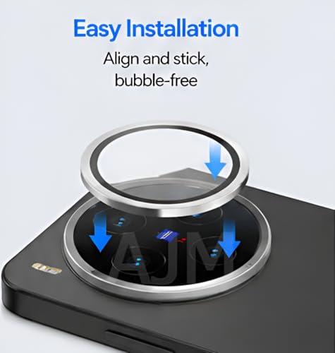 Image of AJM Camera Lens Protector Compatible with Vivo X200T, 9H Tempered Glass Camera Guard, HD Clear Anti Scratch Lens Protection, Bubble Free Easy Installation, Metal Ring Camera Cover (Silver)