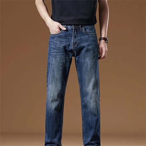 Men's Jeans – Straight Wide Leg Denim Pants, Blue Loose Fit Casual Office Trousers3