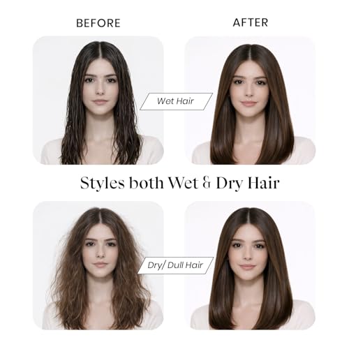 Image of Urban Yog MakeMeeBold Air Straightening Dryer for Women | Hair Straightener for Woman | Hot Air Brush for Hair | 1200W Ceramic Coated Bristles | Dries, Straightens & Detangles Hair | 3 Airflow Modes