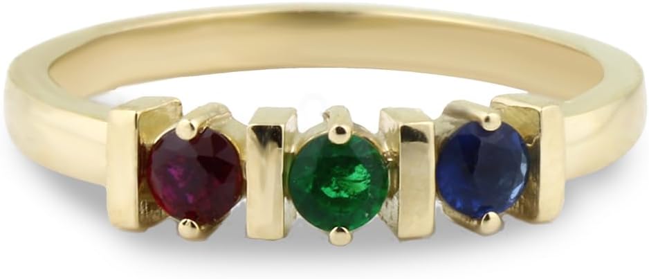GNGJewel Family Mothers Ring 2 to 6 Birthstones (Simulated) in Sterling silver or 10k Yellow or White Gold