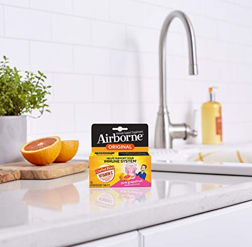 Airborne Pink Grapefruit Effervescent Tablets, 10 Count - 1000Mg Of Vitamin C - Immune Support Supplement (Pack Of 3) #TOP4