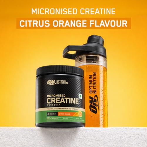 Image of Optimum Nutrition (ON) Micronized Creatine Powder - 100 Gram, 26 Serves, Citrus Orange, 3g of 100% Micronised Creatine Monohydrate per serve, Supports Athletic Performance & Strength