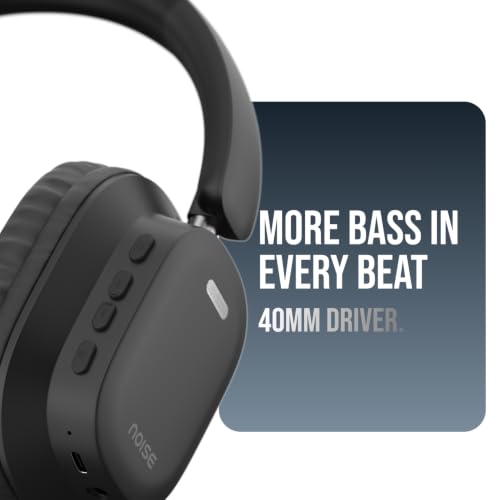 Image of Noise Airwave Max 2 Wireless On-Ear Headphones with 50H Playtime, 40mm Drivers - Deep Bass, 3 Preset EQ Modes, 40m /s Low Latency, Dual Pairing,BT V5.3 (Bold Black)
