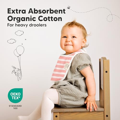 Image of 8-Pack Organic Baby Bibs for Boys, Girls - Soft Cotton Drooling and Teething Bibs for Baby Girl & Boy, Extra Absorbent, Easy To Clean & Put On for Toddler, Newborn, Infant 0-24 Months (Sweet Charm)