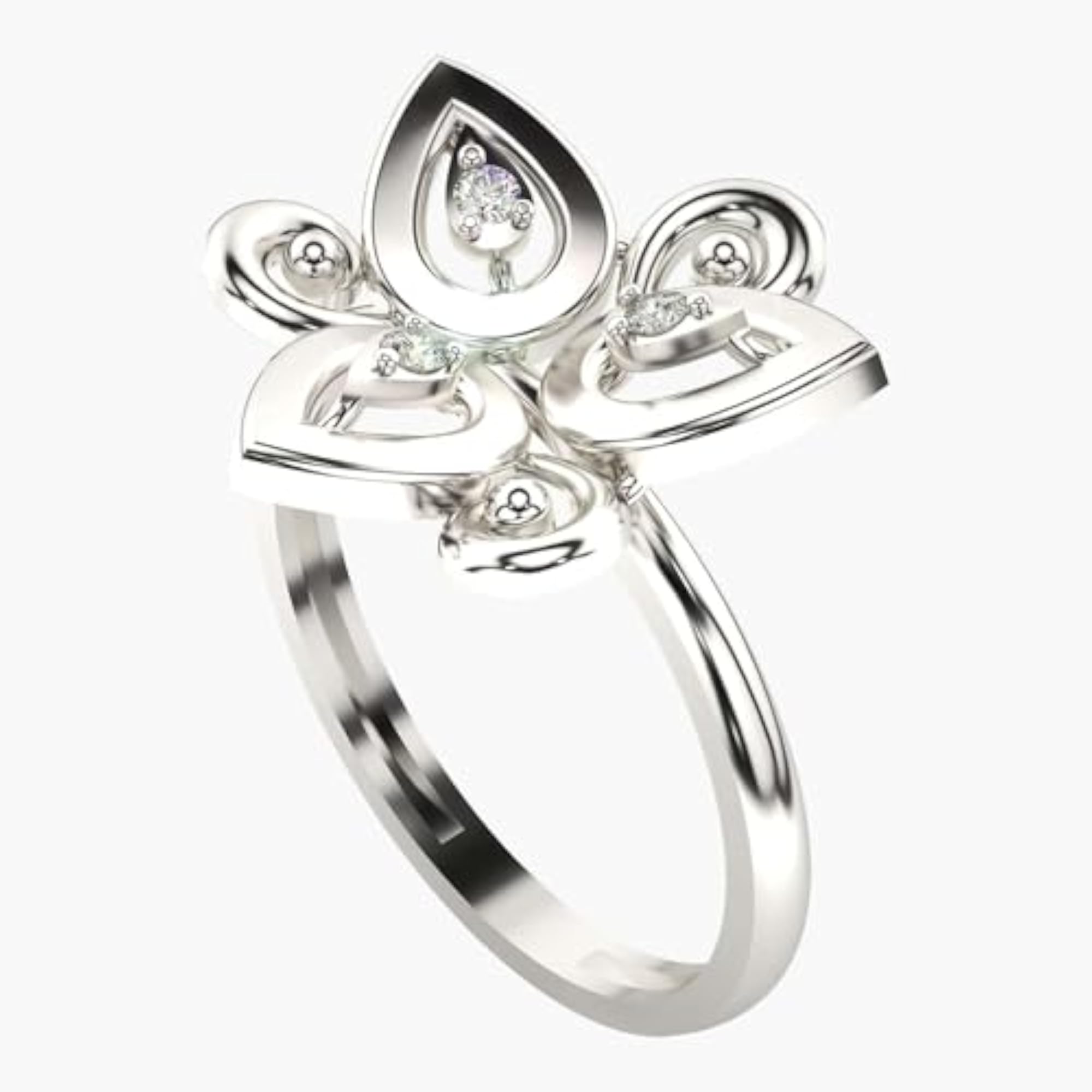 Women's Sterling Silver & Lab Grown Diamond 0.06cts Ring, Stylish