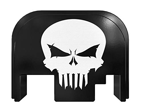 Rowe Tactical Rear Slide Cover Plate for Glock Gen 1-4 - Black Rowe Punisher Skull Graphic - for Glock G17 G19 G21 G22 G23 G24 G26 G27 G29 G30 G31 G32 G33 G34 G35 G36 G37 G38 G39 G40 G41 G45
