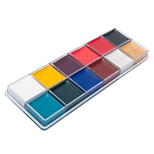 Colores 12 Aceite de Halloween Arte Fiesta Cuerpo MakeKit Facial Pintura Color Configuración Herramientas de Belleza Refinar Nariz (Blanco, Talla Única)
