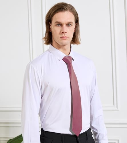 Image of KOOELLE Men's Ties Solid Pure Color Plain Neckties Formal Black Ties For Men