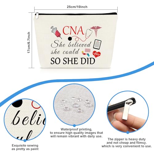 CNA Gift Makeup Bag for Women Certified Nursing Assistant Gifts CNA Week Gifts Cosmetic Pouch Inspirational Gift for CNA Appreciation Gifts Christmas Birthday Graduation Gift for CNA Nurse