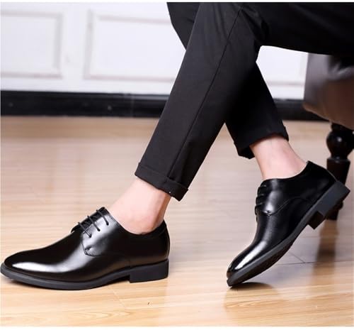 Men's Lace up Dress Shoes Genuine Leather Business Casual Formal Office Work Soft Sole Breathable British Style Black Driving Autumn Footwear3