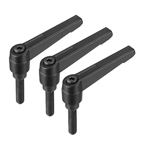 Image of uxcell M8 x 32mm Handle Adjustable Clamping Lever Thread Push Button Ratchet Male Threaded Stud Knobs Quick Release Screw Handles Bolts with Locking Lever Black 3pcs