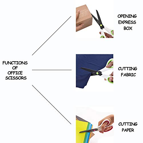 Qyzhli 8 Inch Stainless Steel Office Scissors,Non-Stick Titanium Shears,Comfort-Grip Handles,3 Pack Multipurpose Scissors For Office Home School Sewing Fabric Craft Supplies #TOP4