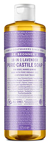 DR. BRONNER’S - Pure Castile Liquid Soap Lavender 475 ml, 475 ml (Pack of 1)