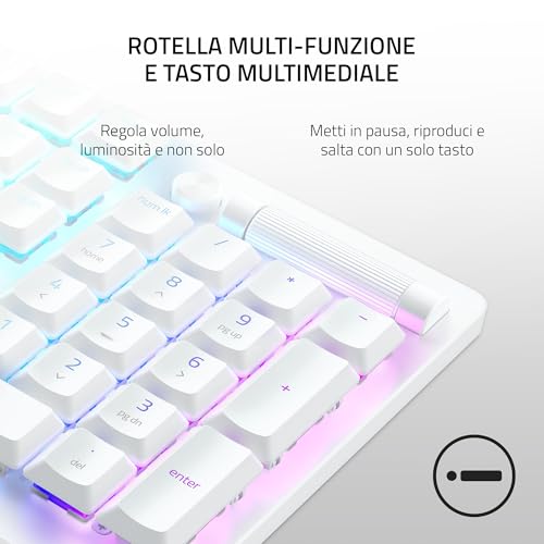 Deathstalker V2 Pro (Interruttore Viola) - Tastiera da Gioco Ottica Wireless a Basso Profilo (Interruttori Clicky, Wireless HyperSpeed, Bluetooth 5.0, Tasti al Laser) Layout QWERTY USA | Bianco - Tastiera gaming - Immagine 7