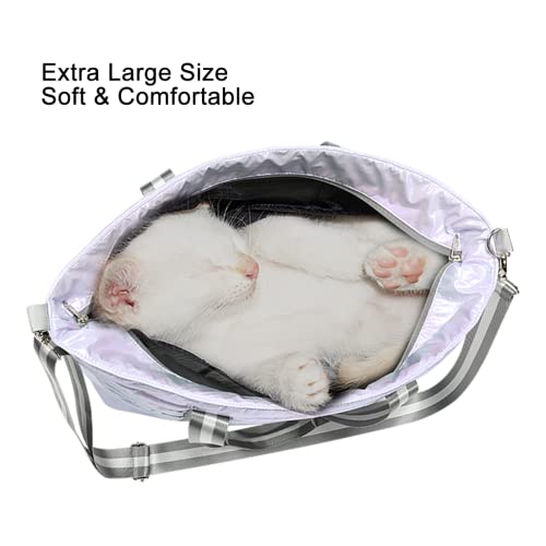 Gblq Plus Women Tote Bag, Large Quilted Shoulder Weekender Bag For Gym, Work And Trip, Iridescent Carry-On Handbag, Overnight Travel Puffy Duffel Bag - 19''X13''X8'' (Lavender Fog) #TOP3