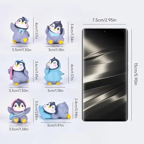 Image of Miniature Set for Home Decor, Deepawali Gift, Living Room, Figurines, Cake Decoration Items - Resin Car Dashboard Items (Multicolor) ((Penguin Miniature Set of 6))