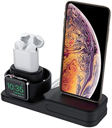 Treatlife Stand for iPhone, 3 in 1 Charging Station Universal Dock Silicon Holder Compatible with iPhone Xs/Xs Max/Xr/X/8 plus/8/7plus/7/iWatch Series 4/3/2/1