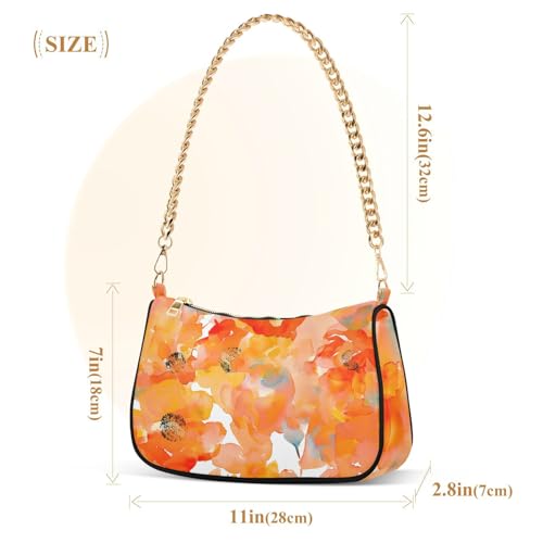 Image of Shoulder Bags for Women Flower Floral Hobo Tote Handbag Small Clutch Purse with Zipper Closure