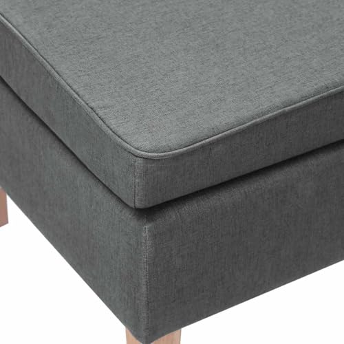 Tabouret en tissu résistant gris foncé et pieds bois stables