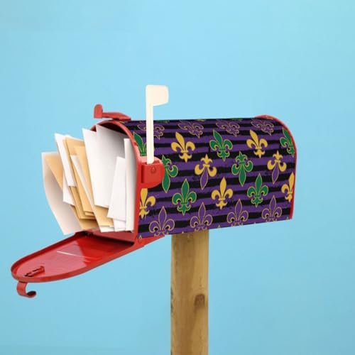 Image of Dujiea Mardi Gras Mailbox Wrap, Waterproof Magnetic Post Box Cover, Standard Size 21 inch(L) x 18 inch(W), Garden Yard Outside Farmhouse Home Decor