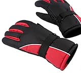 Winter-Skihandschuhe, Winddicht, Wasserdicht, Plüschfutter, Zum Skifahren, Radfahren, Wandern, Klettern, Schneehandschuhe für Kaltes Wetter, für Männer und Frauen, Nylon (Rot)